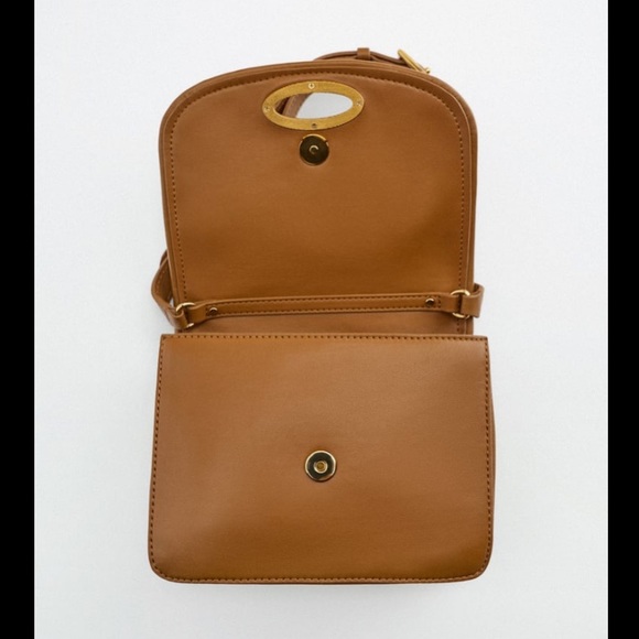ZARA NWT 100% LEATHER CROSSBODY BAG BROWN - Picture 5 of 7